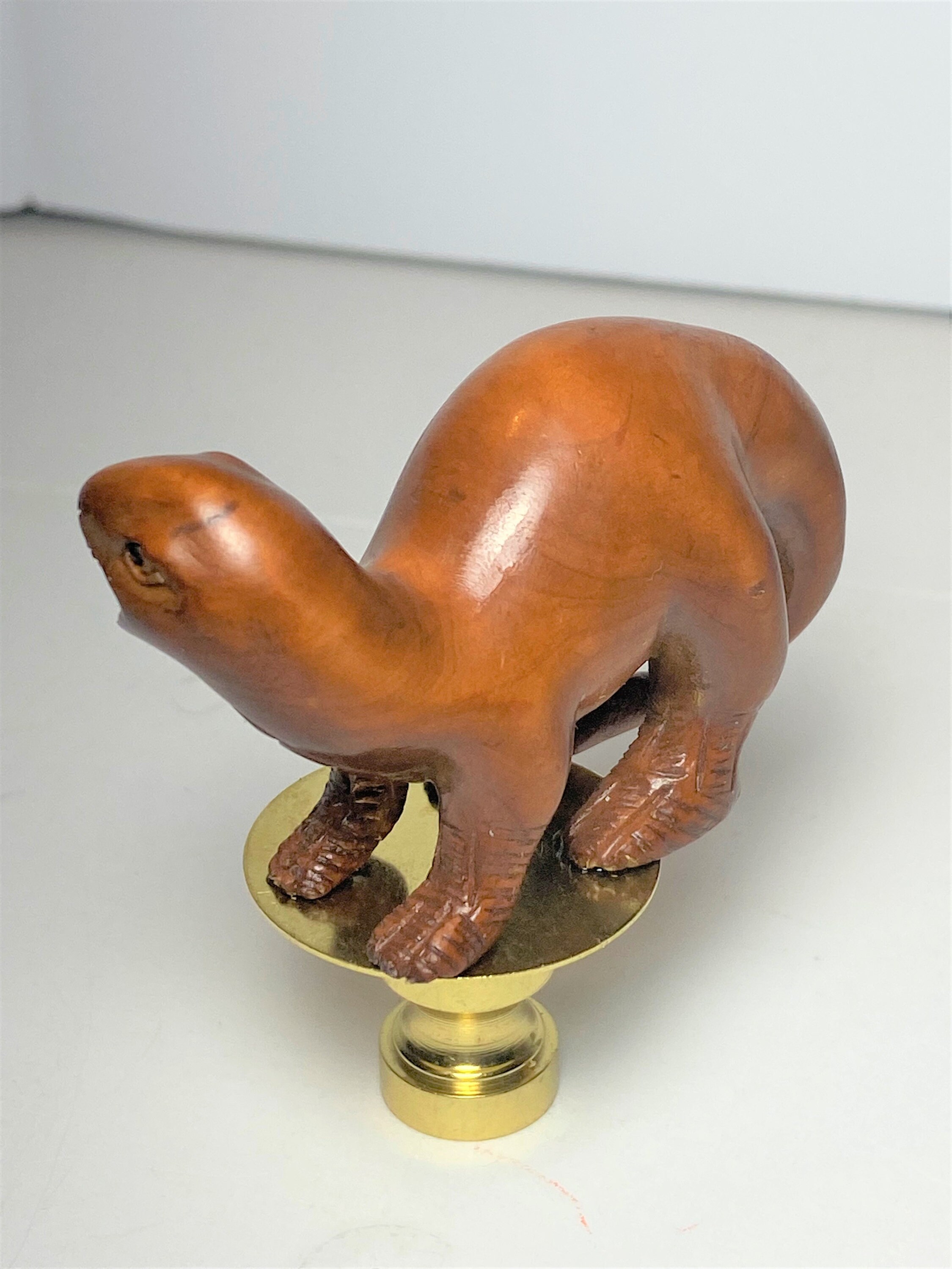 DINOSAUR Brontosaurus Wood Netsuke Lamp Finial Etsy