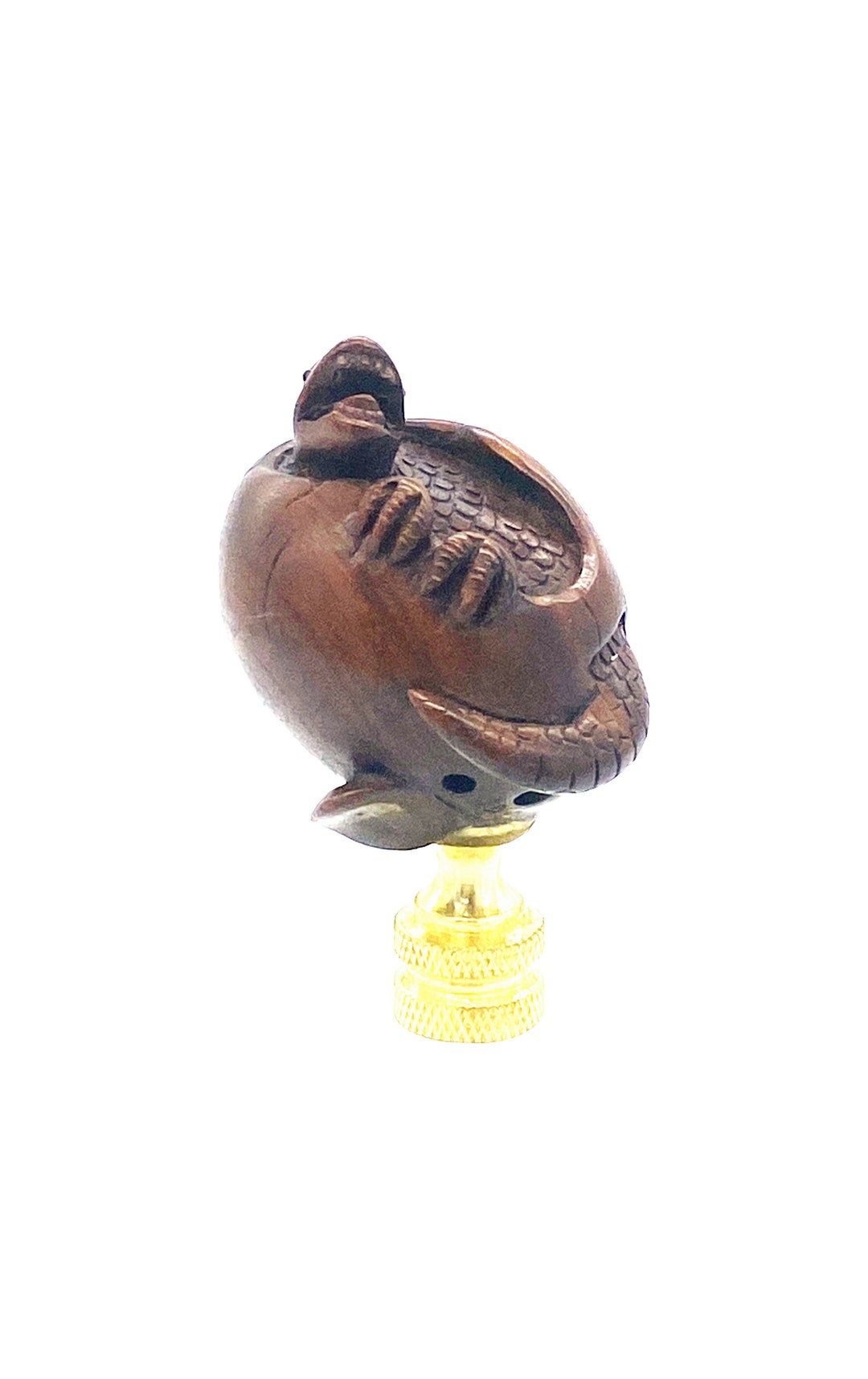 Dinosaur Brontesaurus Hatching Egg Wood Netsuke Lamp Finial Etsy