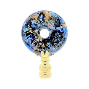 Remate para pantalla de lámpara con sedimento marino azul índigo y bronzita MINERAL