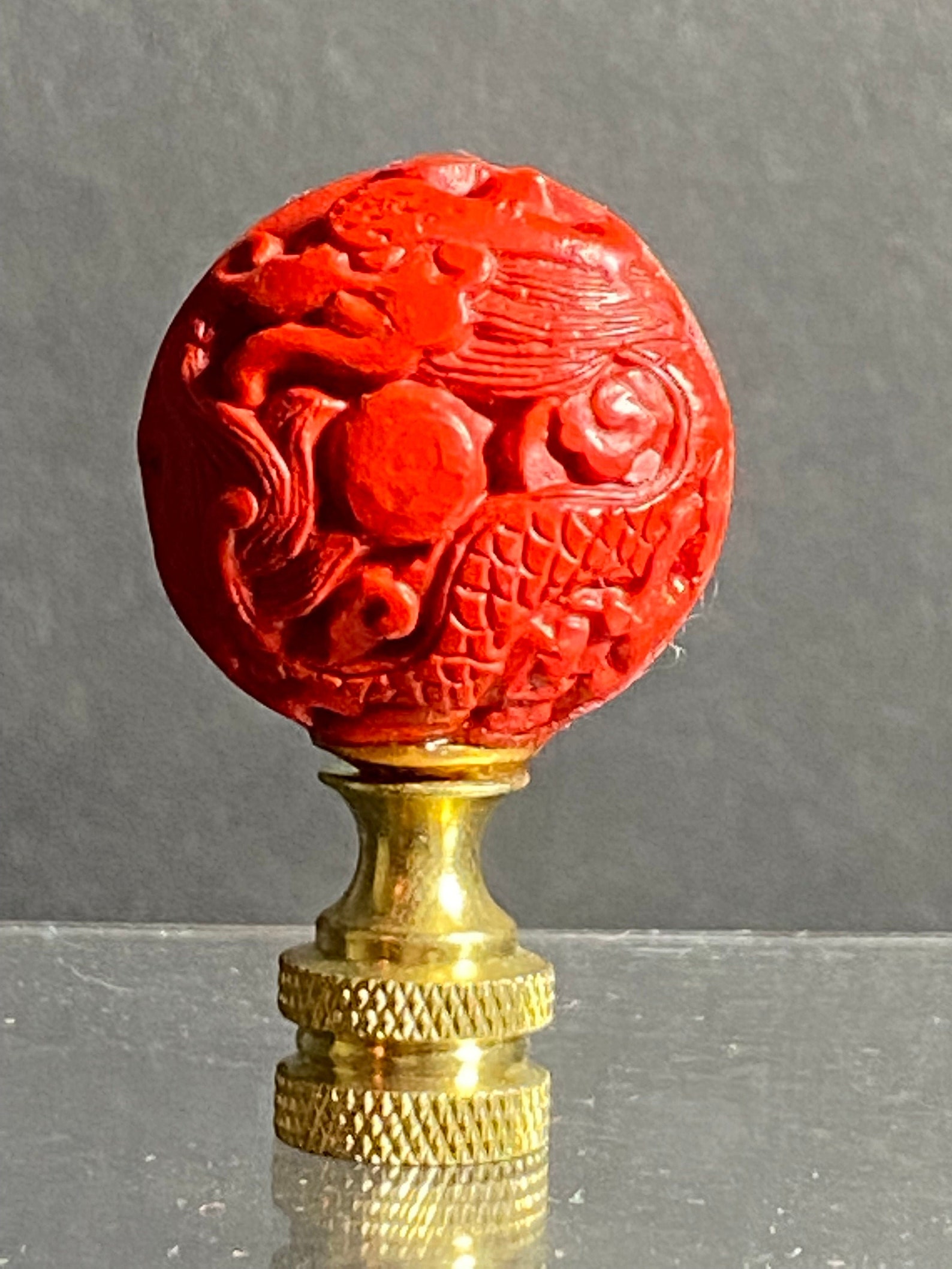 Lamp Finial Red Cinnabar Asian Hand Carved Lamp Finial Etsy