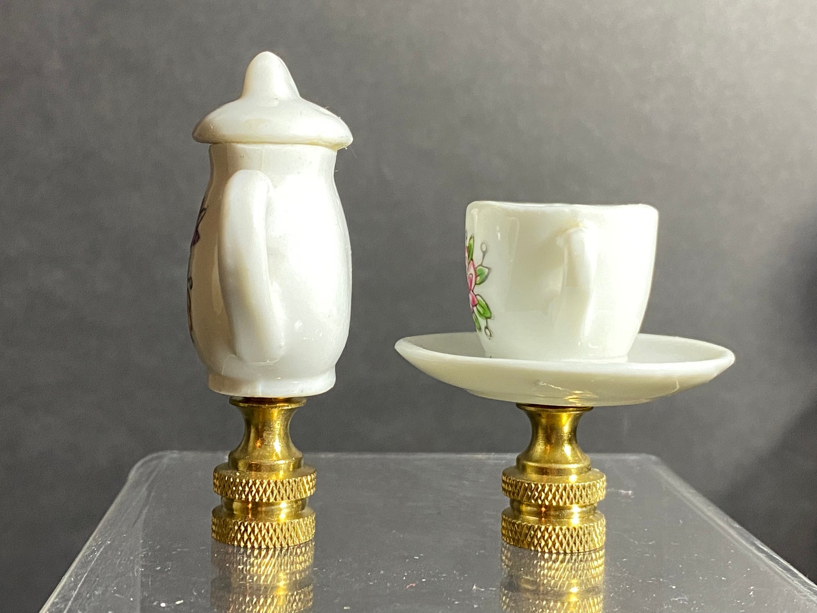 Lamp Finial Vintage Tea Set Ceramic Lamp Finial Etsy