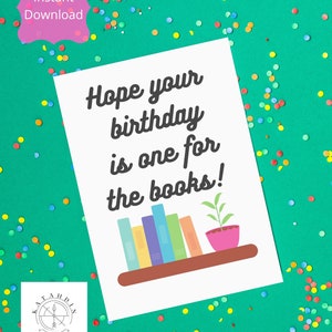Printable card, Hope Your Birthday Is One for the Books, Instant Download, Digital Download Card