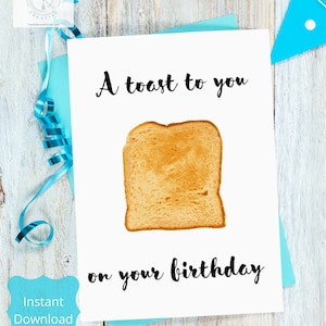 Printable card, A Toast To Your Birthday, Instant Download, Digital Download Card