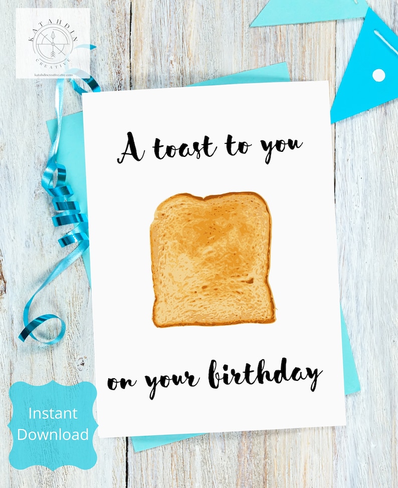 Printable Card, A Toast to Your Birthday, Instant Download, Digital