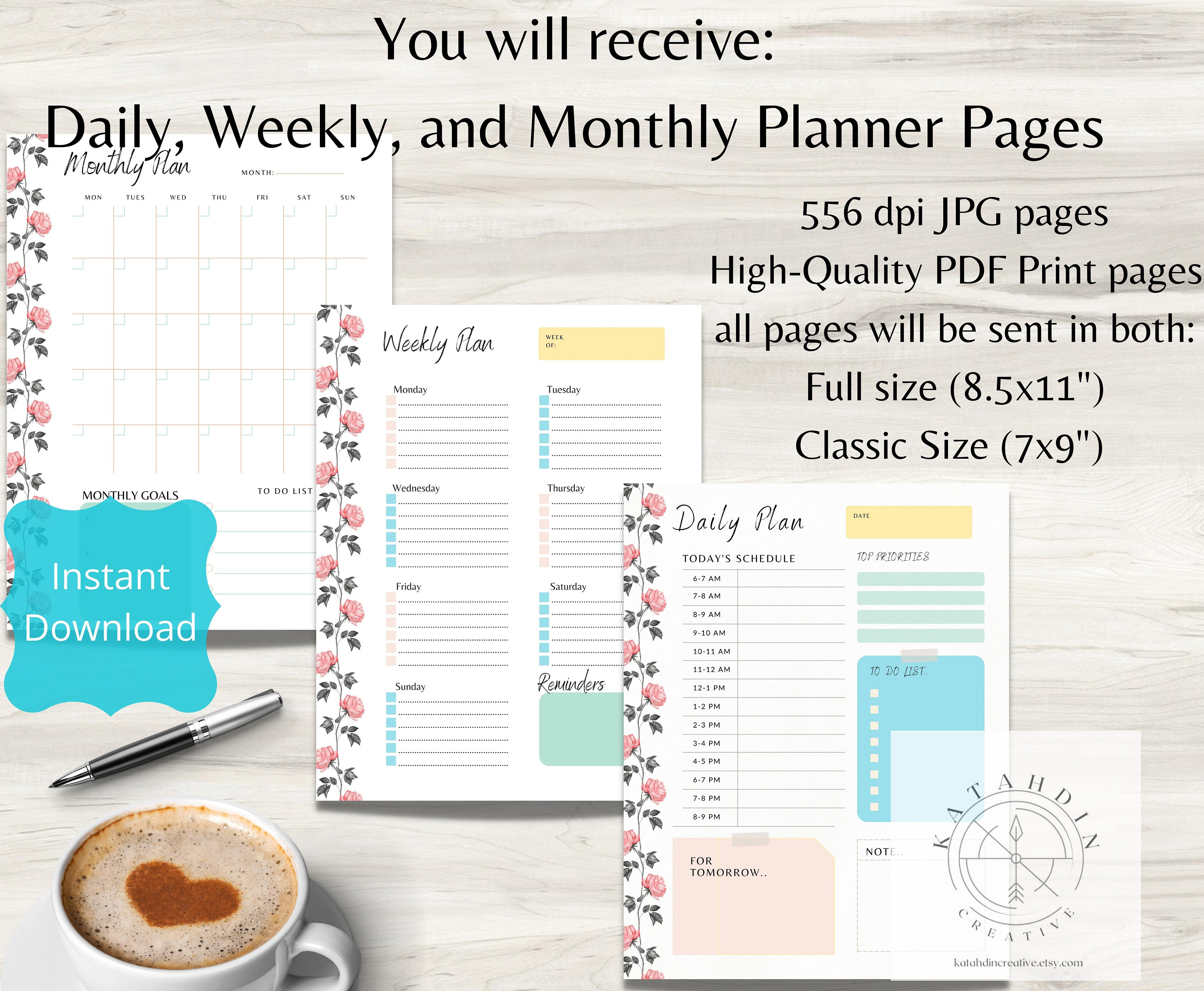 Printable Planner Pages - Daily, Weekly, Monthly Planner - Home ...