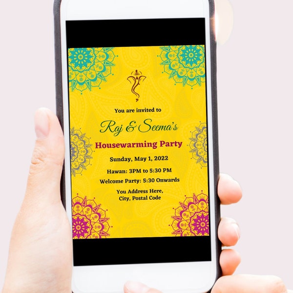 Housewarming Invitation, Griha Pravesh Invitation, Hawan Invite, Housewarming Party Invite, Housewarming Evite- Print it or share digitally