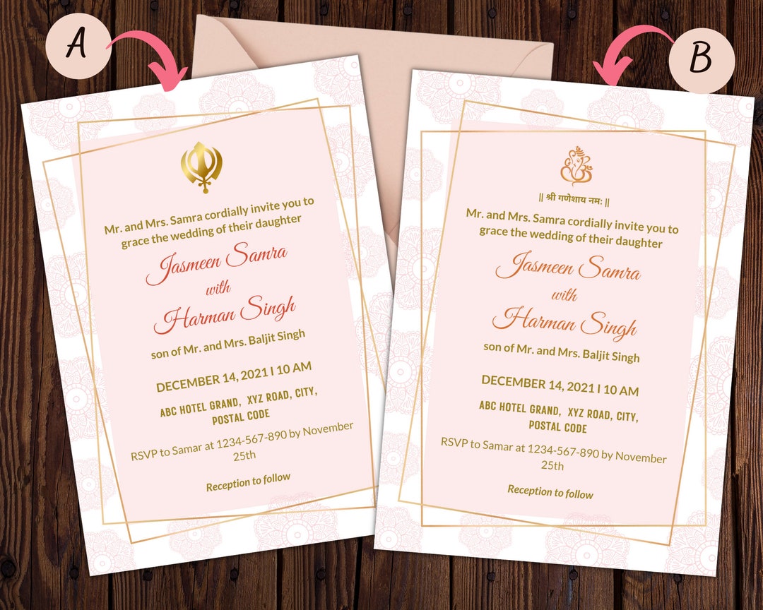 Printable Indian Wedding Invitation Wedding Template Evite - Etsy