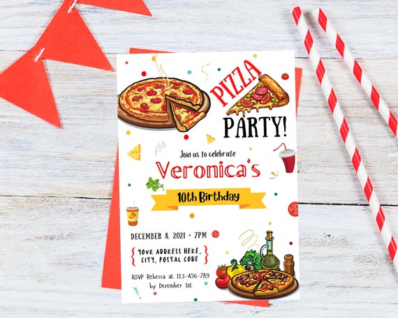 Printable Pizza Party Birthday Invitation Gender Neutral | Etsy