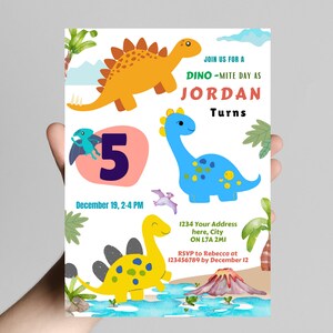 Printable Birthday Invitation Cute Dinosaur Theme Party - Etsy