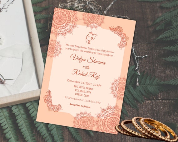 Printable Indian Wedding Invitation Wedding Template Evite - Etsy