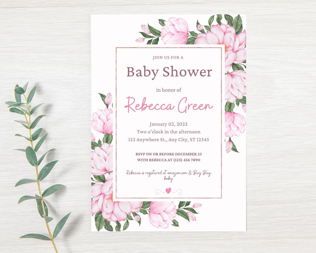 Printable Pink Theme Baby Shower Invitation Baby - Etsy
