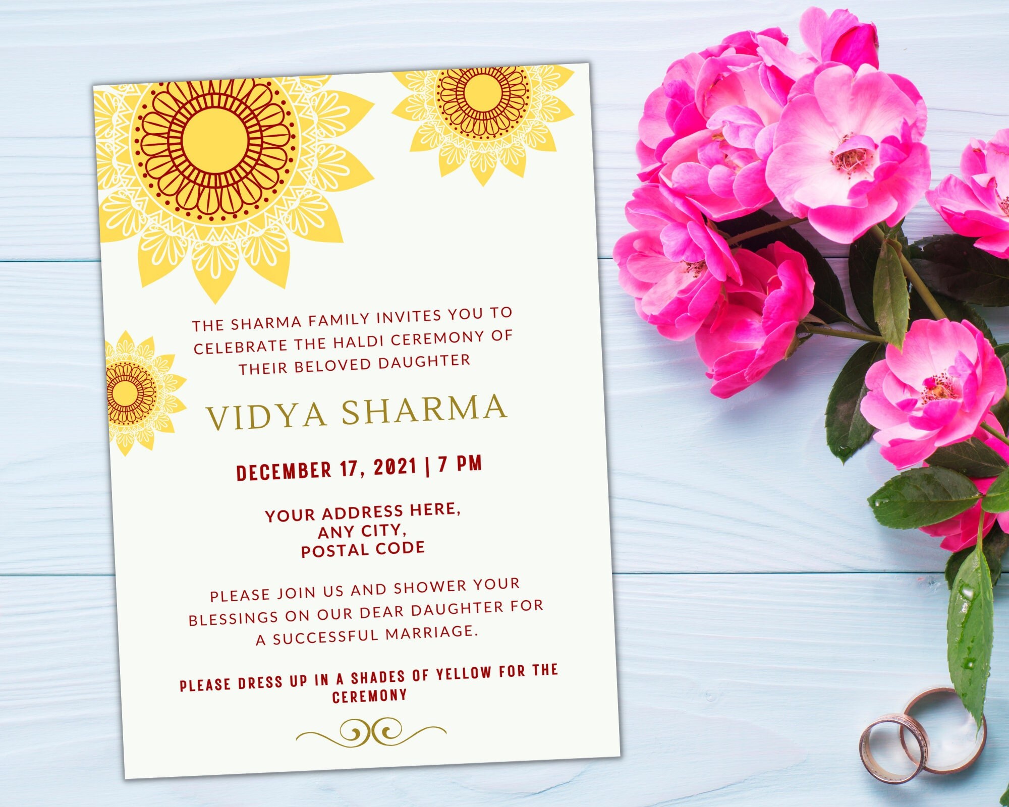 Printable Indian Haldi Invitation Haldi Ubtan Invitation - Etsy