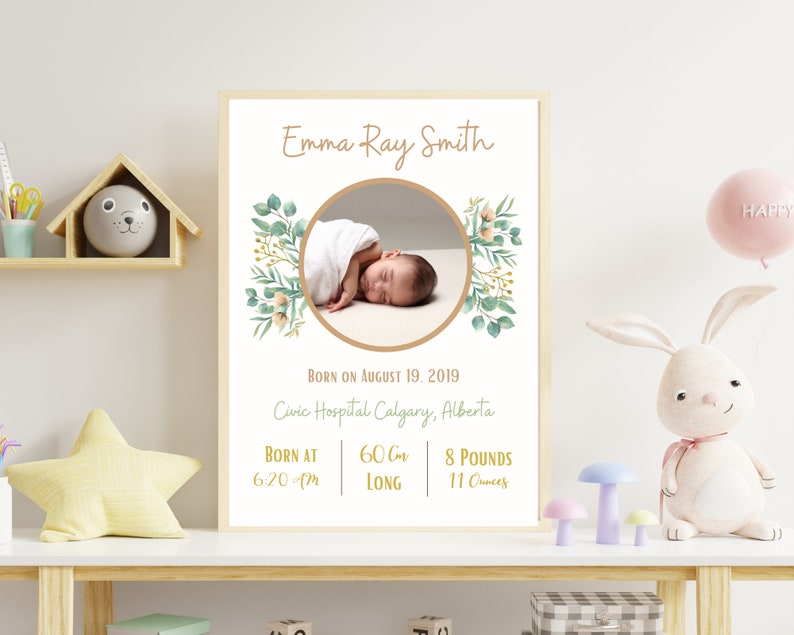 Printable Birth Stats Wall Art Personalized Newborn Gift - Etsy