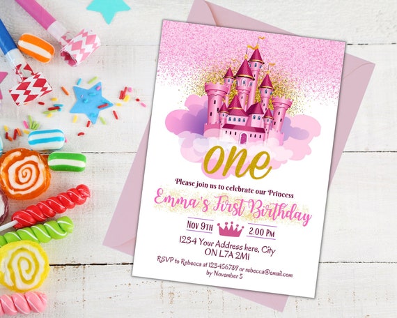 Printable Birthday Invitation Princess Theme Party 1st - Etsy
