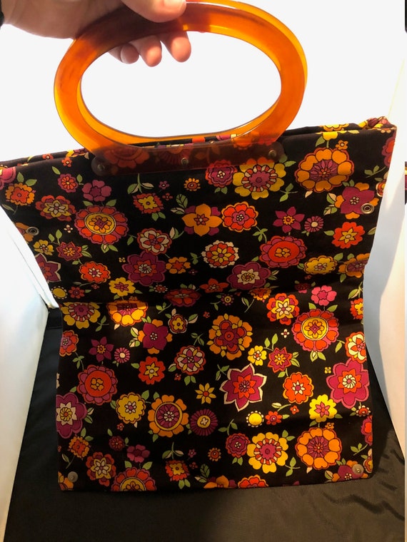 Vintage Flower Purse - 1960/70's Fold over Bag - image 2