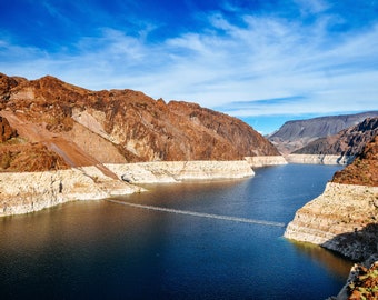 Colorado River Digital Download, Modern River View From Hoover Dam Wall Art Photography, Clark County Nevada Photography