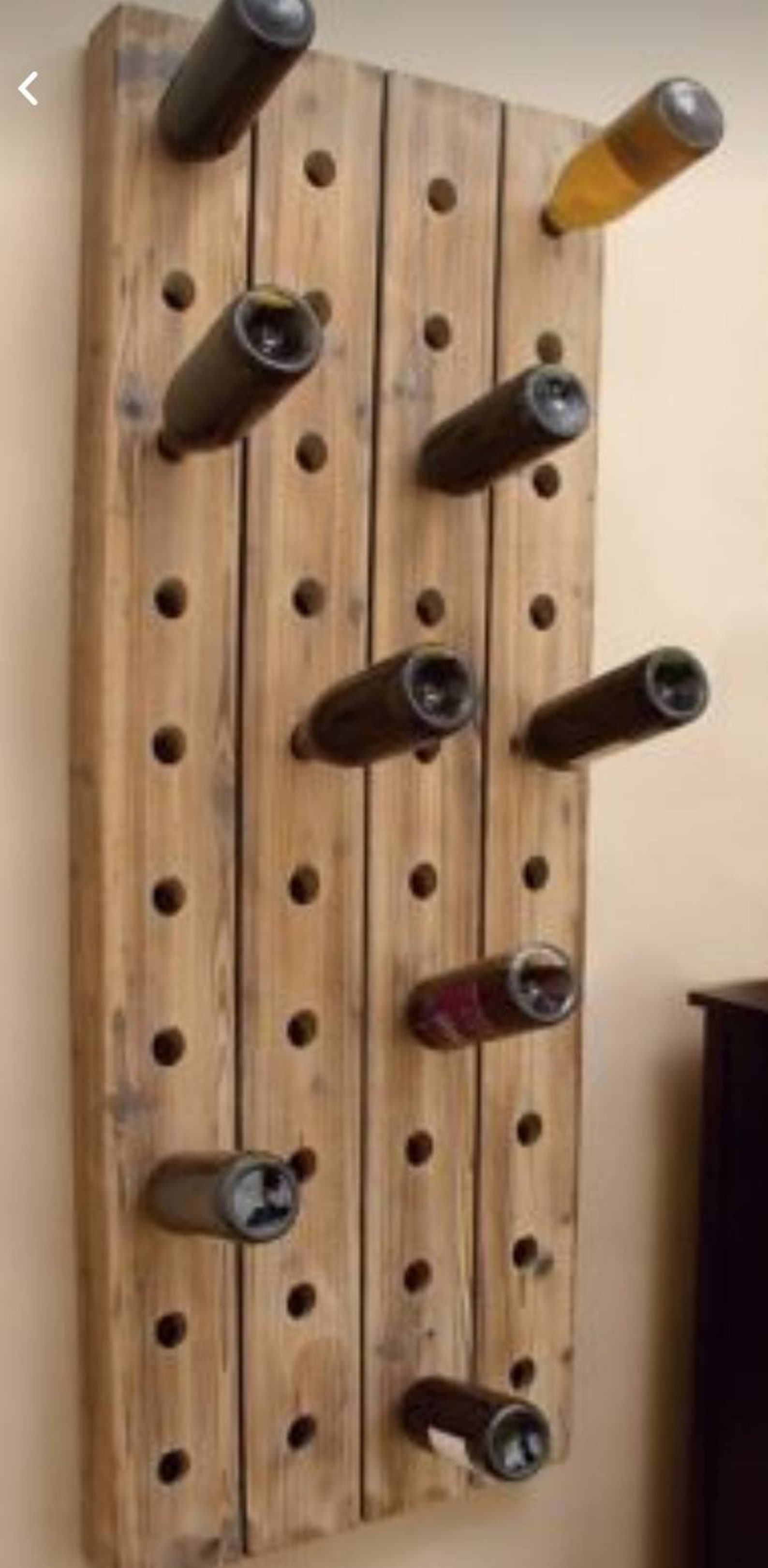 Wine bottle holder hand made from reclaimed pallet wood. Etsy