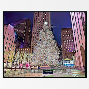 New York Poster, NYC Wall Art, New York City Print, Printable Wall Art, Rockefeller Center Christmas Tree, Photography Prints, Cityscape