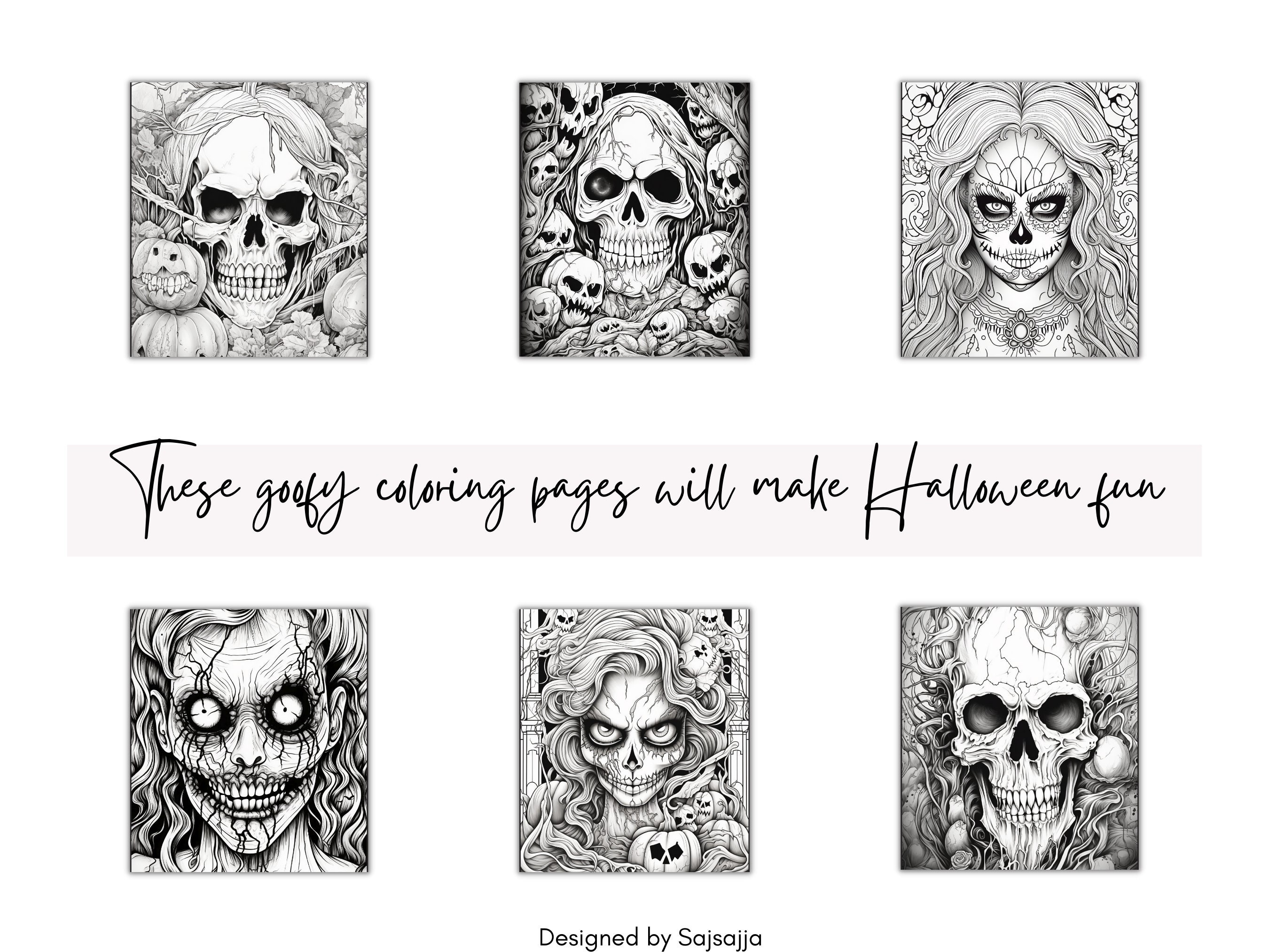 85 Halloween Coloring Book Pages, Adult Coloring Book, Printable ...