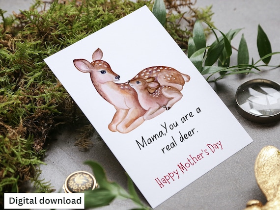 Deer Mom Mother's Day Card Deer Mom Mother's Day Card