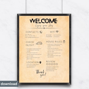 Airbnb Welcome Sign,VRBO Template, Vacation Rental,airbnb canva template,House Rental Sign,Things to Know, Beach House Rules