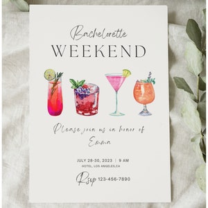 Luxe Bachelorette Itinerary Template, bachelorette weekend itinerary, Bachelorette Party canva Template Hen Do invite, Hen do Itinerary