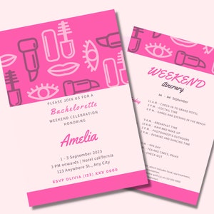 Luxe Bachelorette Itinerary Template,  bachelorette weekend itinerary, Bachelorette Invite canva Template Hen Do invite, Hen do Itinerary