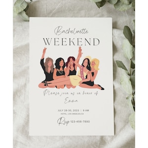 Luxe Bachelorette Itinerary Template, bachelorette weekend itinerary, Bachelorette Party canva Template Hen Do invite, Hen do Itinerary