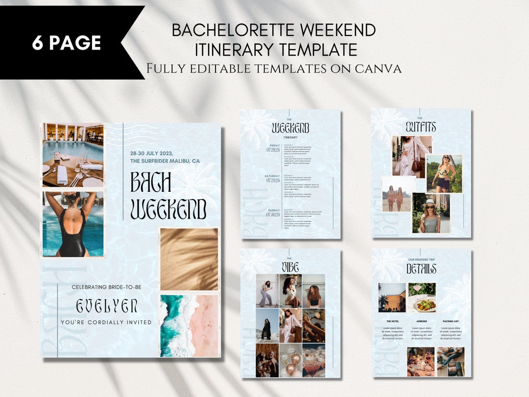 Bachelorette Itinerary Template, Bachelorette Weekend Itinerary ...