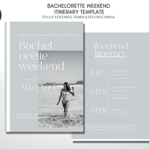 Luxe Bachelorette Itinerary Template, Coastal bachelorette weekend itinerary, Bachelorette Party canva Template Hen Do, Hen do Itinerary