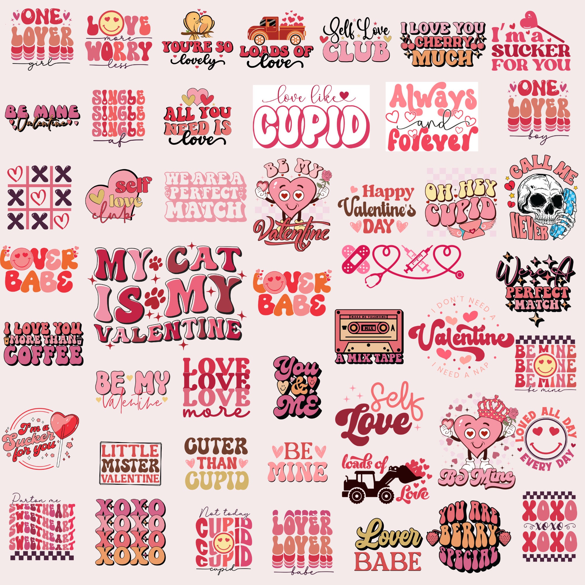 Retro Valentine Svg Bundle Valentine Png Bundle Valentine Skull ...