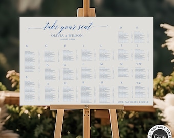 Alphabetical Seating Chart Template, Printable Seating sign, minimalist Table Seating Chart & seating plan wedding seating chart Download