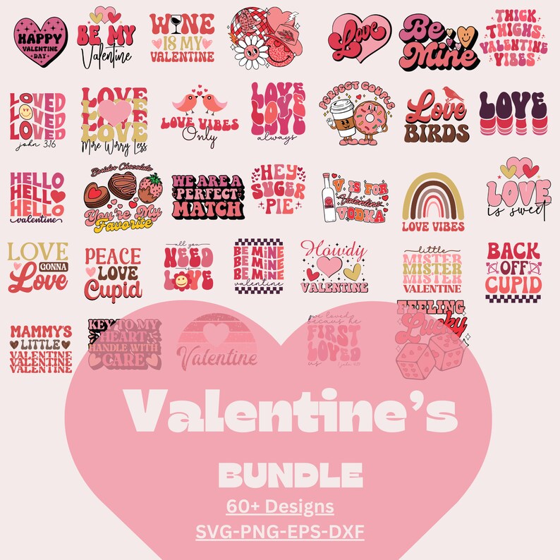 Retro Valentine Svg Bundle Valentine Png Bundle Valentine Skull ...