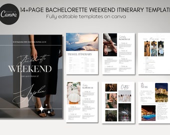 14+ Pages Bachelorette Itinerary Template, Bachelorette Itinerary Planner, Bachelorette weekend, Editable Canva template hen do invite