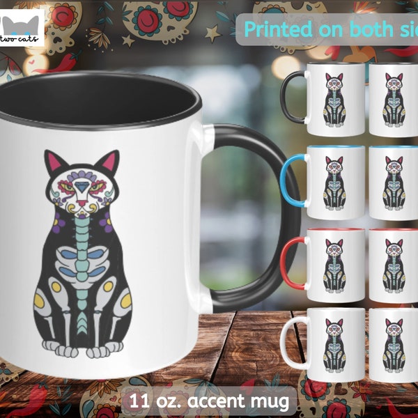 Catrina Cat Mug | Halloween Mug | Day of the Dead Mug | Dia de los Muertos Mug | Black Cat Mug | Sugar Skull Mug | Coffee and Tea Cup