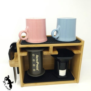 AeroCaddy - Storage solution for your AeroPress - Bamboo, Hand-Made,  includes storage location for stirrer, AeroPress not Included