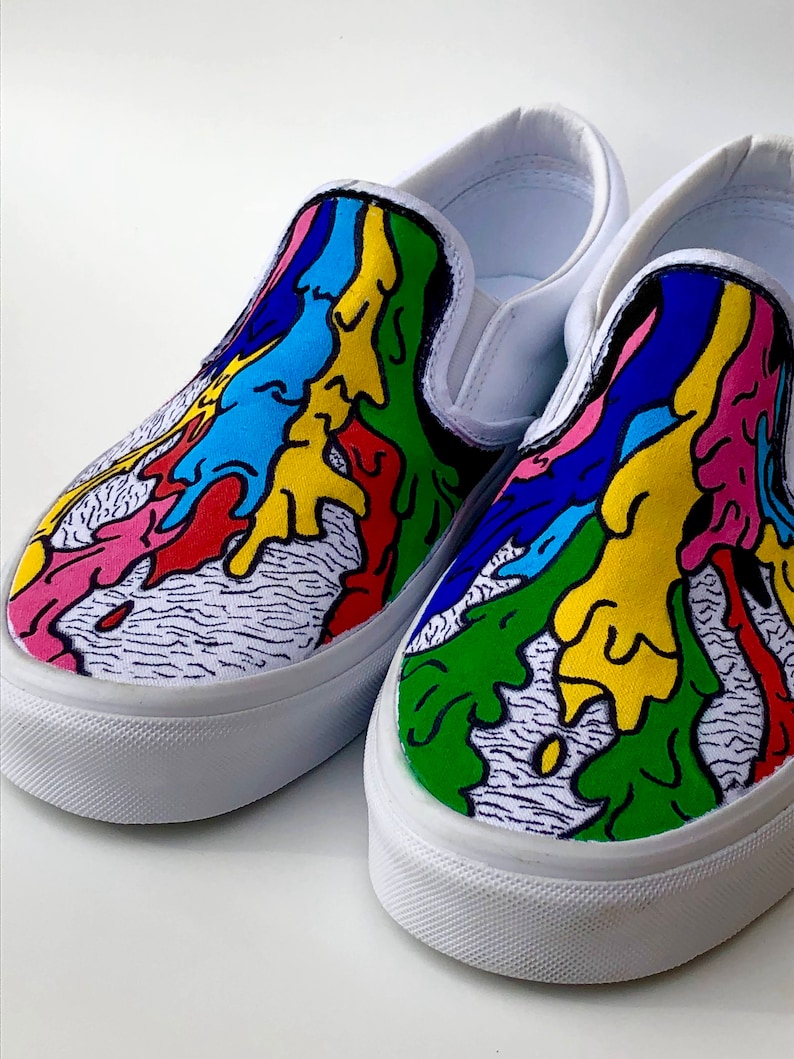 Custom Handpainted Slipon Vans Etsy