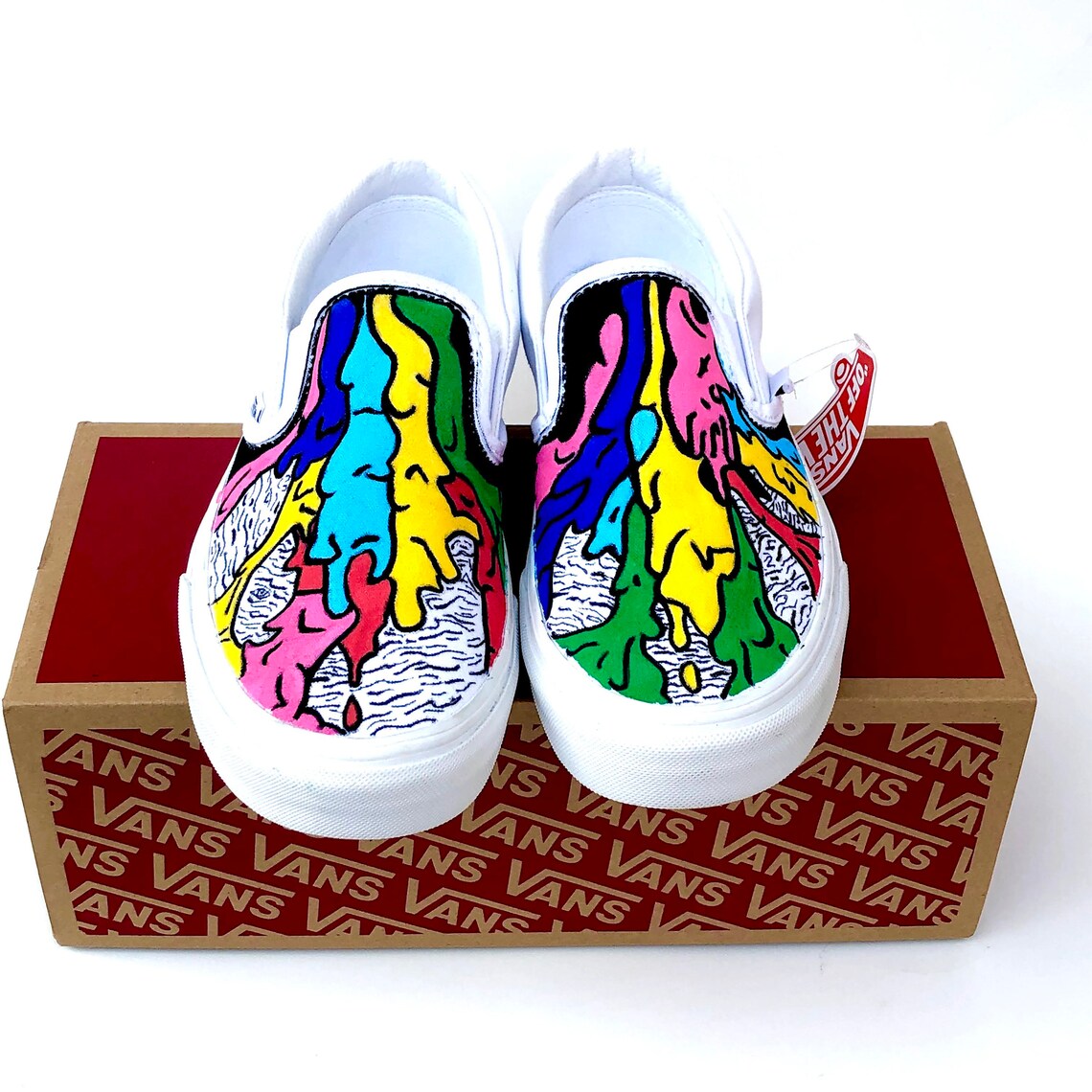 Custom Handpainted Slipon Vans Etsy