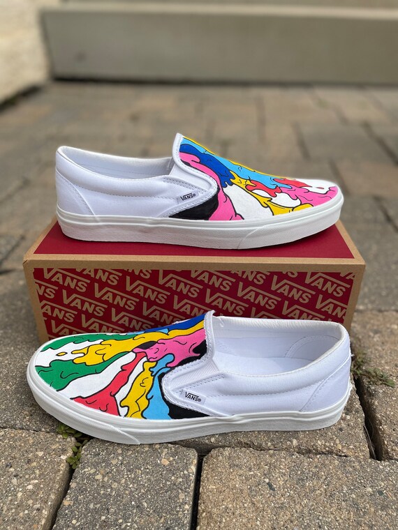 Louis Vuitton Custom Vans Slip-Ons. , Hand painted