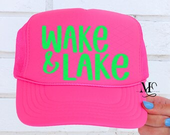 Wake And Lake Trucker Hat, Beach Foam Trucker Hat, Trending Trucker Hat For Women, Summer Beach Cap, Lake Vibes