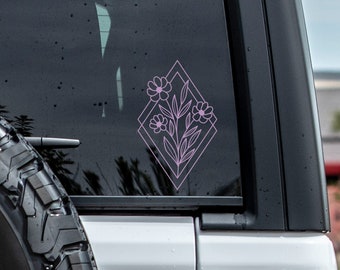 Boho Wildflowers Car Sticker, Car Window Vinyl Decal, Flower Decal, Truck Decal Sticker, Wildflowers Holographic Decal Sticker, Car Decal