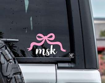 Monogram Bow Car Decal, Custom Vinyl Decal For Women, Cute Car Accessories, Personalized Bow Sticker, Cute Car Accessories, Trending Decals