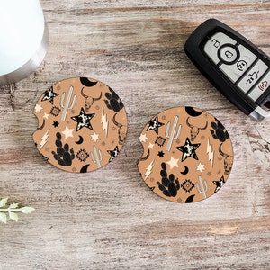 Western Car Coasters, Cute Car Coasters, Cup Holder Coasters, Cute Car Accessories, New Car Gift, Car Decor, Matching Set, Western Car Decor