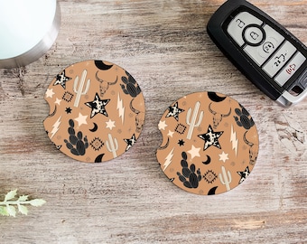 Western Car Coasters, Cute Car Coasters, Cup Holder Coasters, Cute Car Accessories, New Car Gift, Car Decor, Matching Set, Western Car Decor