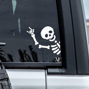 Skeleton Rocker Car Decal, Vinyl Sticker For Window, Trending Vinyl Decal, Cute Car Accessories, Truck Decal, Rearview Mirror Decal