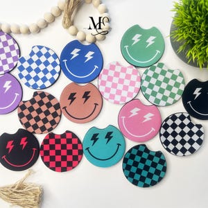 Car Coasters, Set Of Two Cute Car Accessories, Retro Car Coasters, Cup Holder Coaster, Car Accessories, Women's Car Coasters, Trending Now