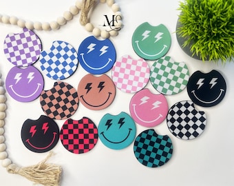 Car Coasters, Set Of Two Cute Car Accessories, Retro Car Coasters, Cup Holder Coaster, Car Accessories, Women&#39;s Car Coasters, Trending Now
