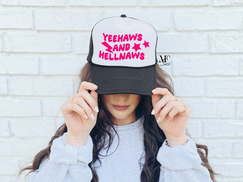 Yeehaws And Hell Naws Foam Trucker Hat, Yeehaw And Hell Naw, Gift For Her, Stay Rowdy Country Hat, Summer Trucker Cap, Country Concert Hat image 2