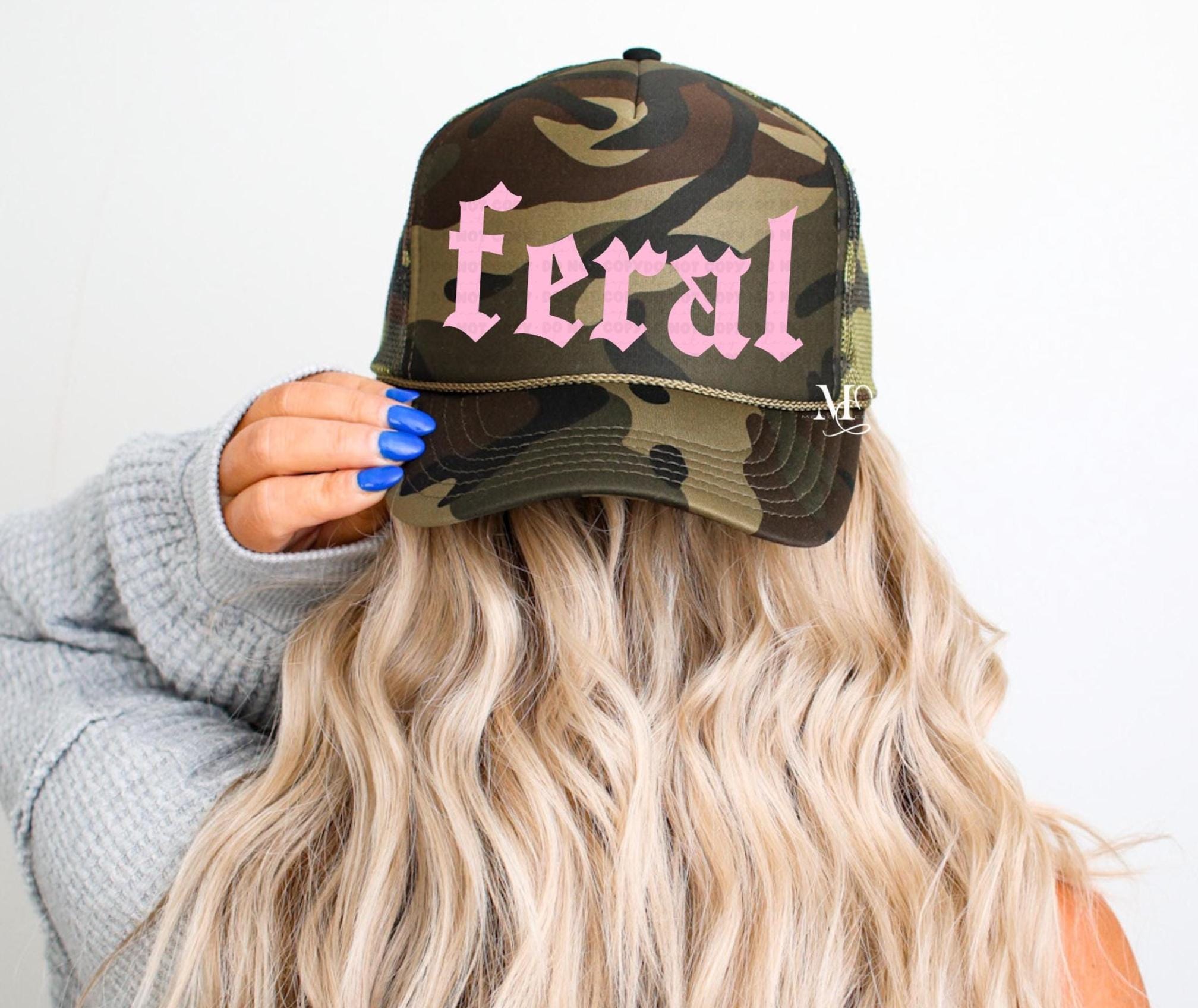 Feral Trucker Hat, Funny Trucker Hats, Foam Trucker Hat, Trending Trucker Hat For Women, Cowgirl Style Trucker Hat,  Summer Beach Hat