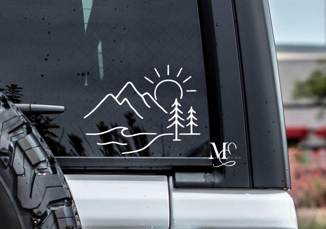 Mountain Sun Wave Vinyl Car Decal, Outdoors Vinyl Sticker for Window ...